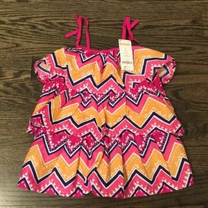 Gymboree top with ruffles, pattern and with tags